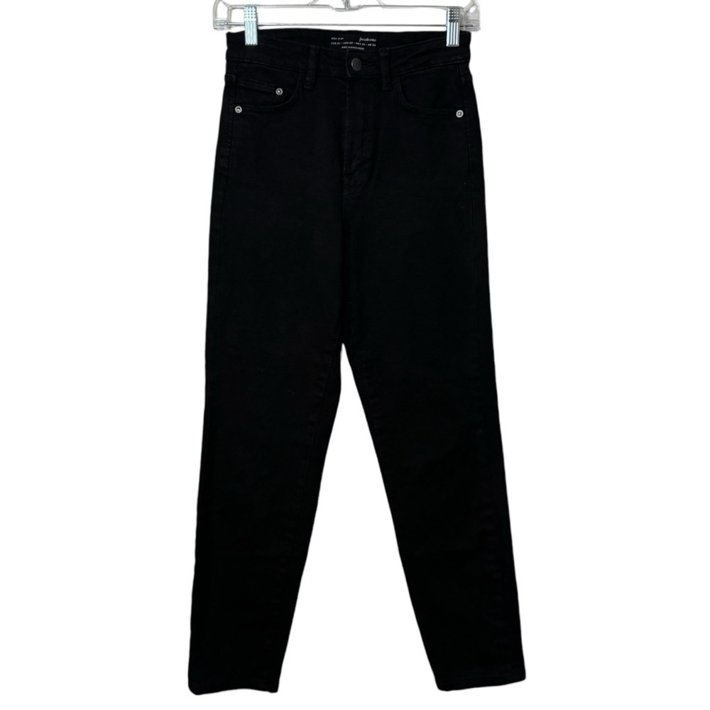 Stradivarius Mom Slim Jeans Black Casual minimalist Biker Chic Womens US Size 2